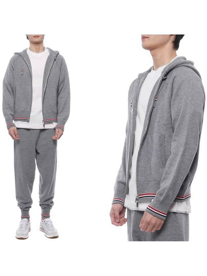 Cashmere Knit Zip Up Hoodie Grey - THOM BROWNE - BALAAN 2