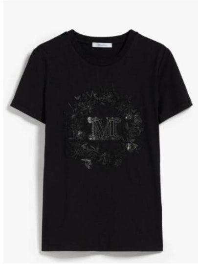 Women's Elmo Logo Detail Short Sleeve T-Shirt Black - MAX MARA - BALAAN 2