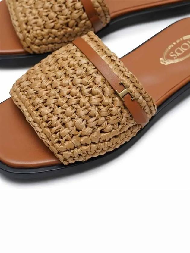 Women's Woven Raffia Flat Mule Beige - TOD'S - BALAAN.