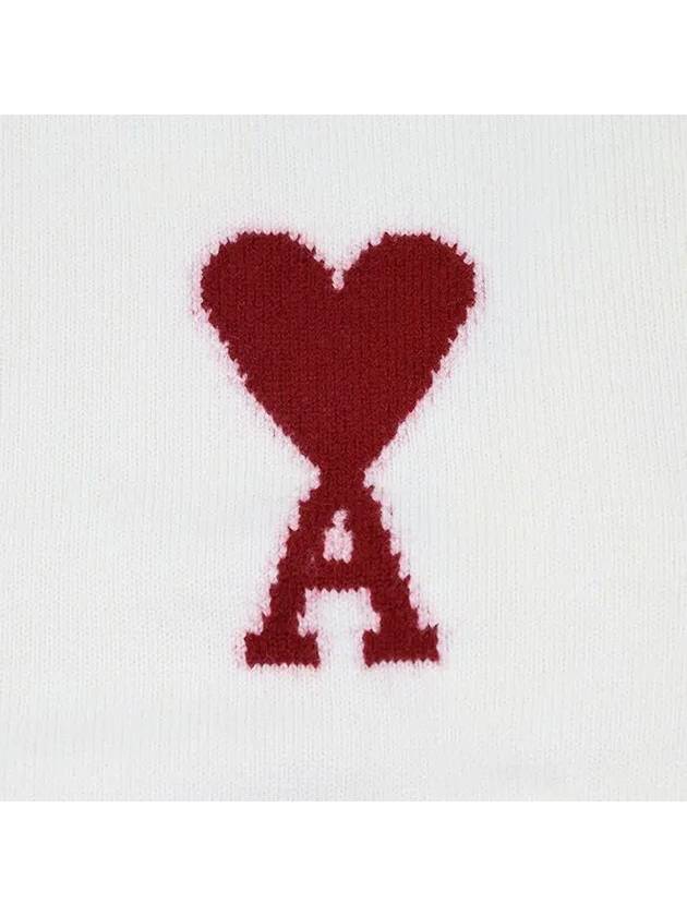 Intarsia Big Heart Logo Wool Knit Top Ivory - AMI - BALAAN 3