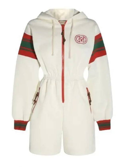 Interlocking G Logo Jersey Zipped Jumpsuit Ivory - GUCCI - BALAAN 2