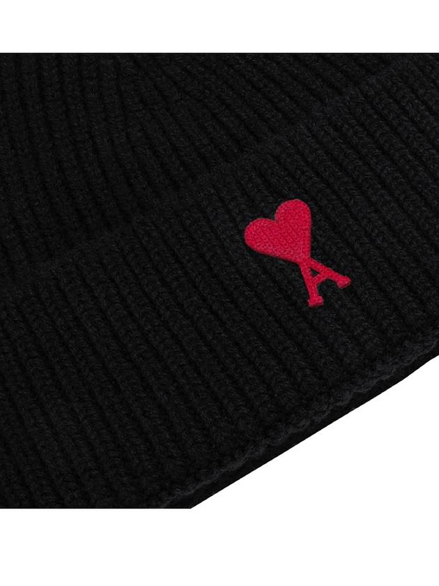 BFUHA106 018 009 Heart Logo Embroidered Wool Beanie Black Hat TJ - AMI - BALAAN 6