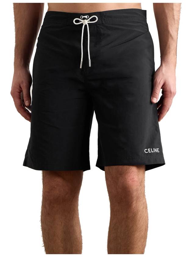 Logo Print Nylon Swimming Shorts Black - CELINE - BALAAN 7