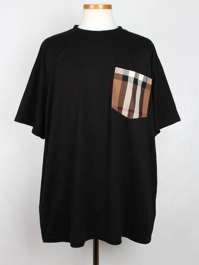 Pocket Check Over Short Sleeve T Shirt Black XL - BURBERRY - BALAAN 2