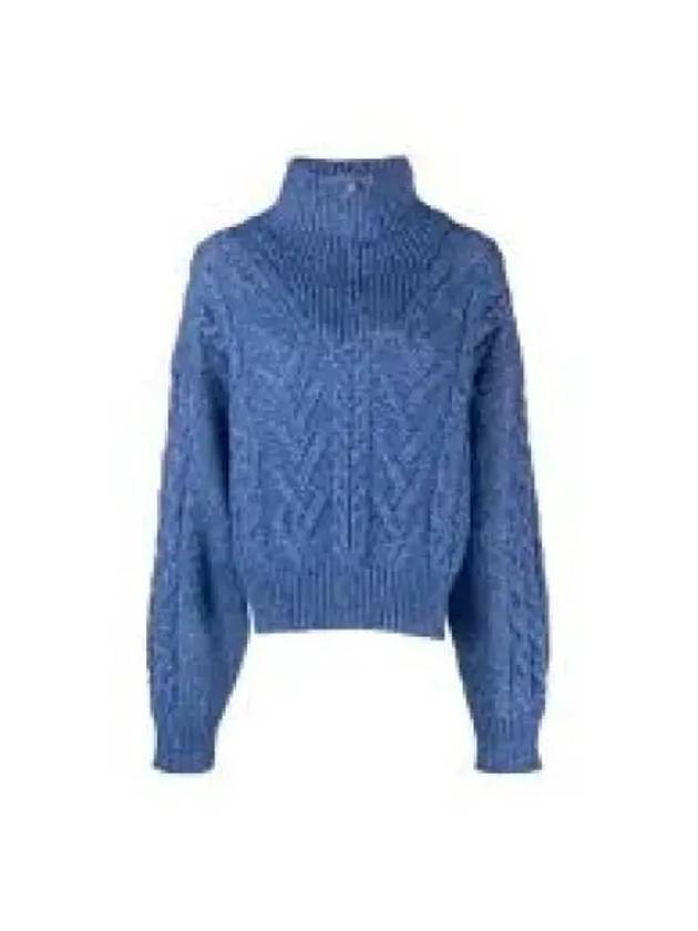 Ribbed Knit Turtleneck Blue - GANNI - BALAAN 2