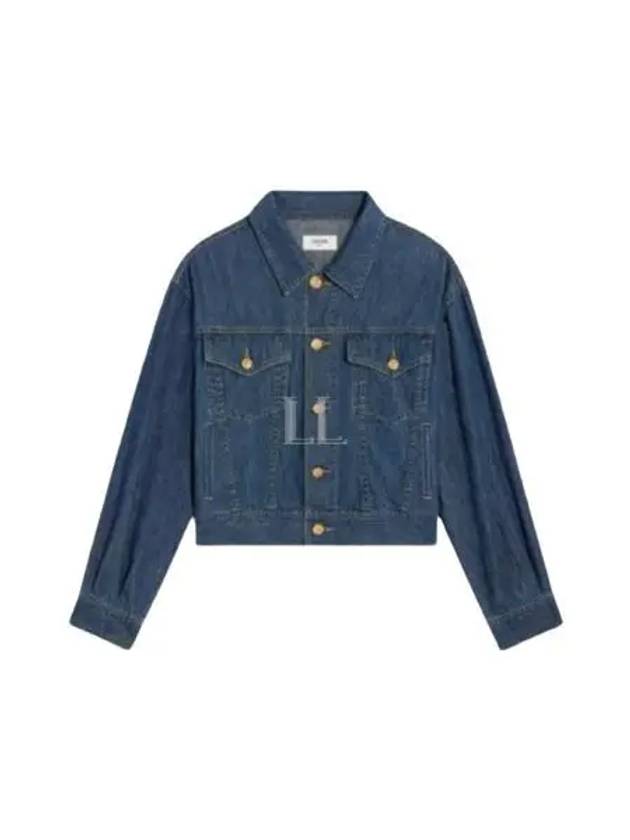 Boxy Cropped Denim Jacket Blue - CELINE - BALAAN 2