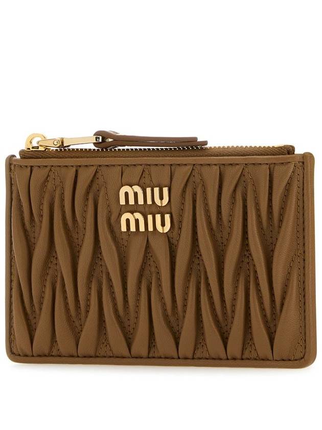 Matelasse Leather Card Wallet Brown - MIU MIU - BALAAN 3