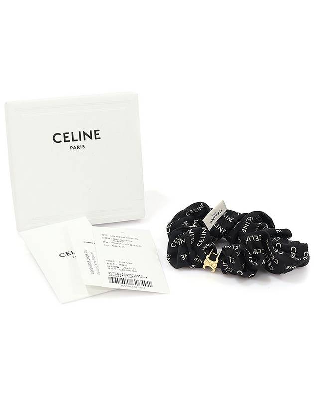 46Y352SIB 35OB 100 silk black gold plated logo Leureur scrunchie hair - CELINE - BALAAN 2