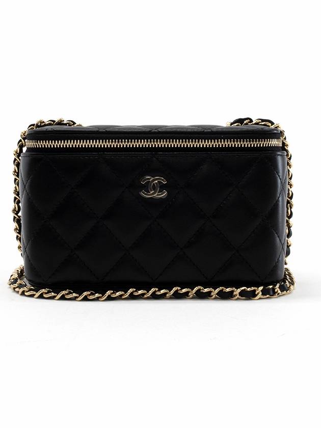 Small Classic Vanity Bag with Chain Lambskin & Gold Black - CHANEL - BALAAN 4