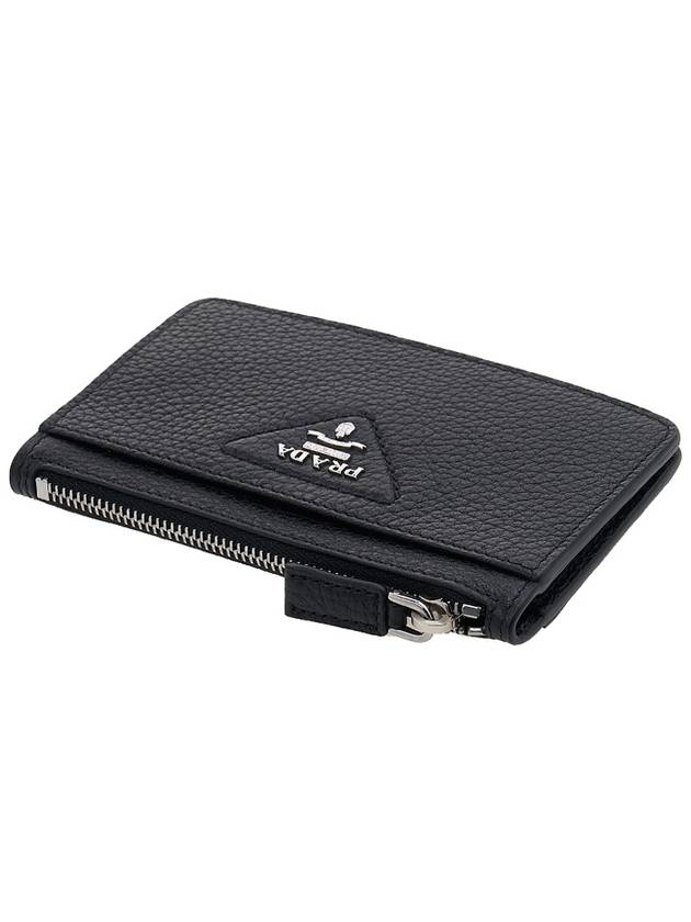 Triangle Stitch Logo Card Wallet Black - PRADA - BALAAN 5