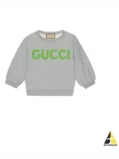 Cotton Jersey Crop Sweatshirt Grey - GUCCI - BALAAN 2