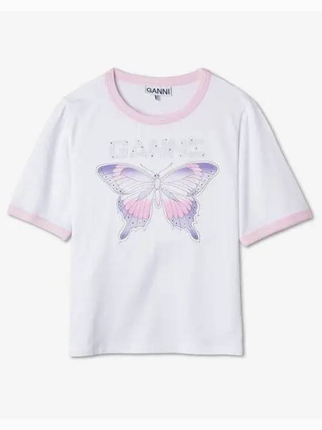 Women's Butterfly Short Sleeve T-Shirt White - GANNI - BALAAN 2