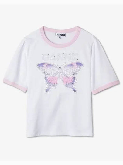 Women's Butterfly Short Sleeve T-Shirt White - GANNI - BALAAN 2