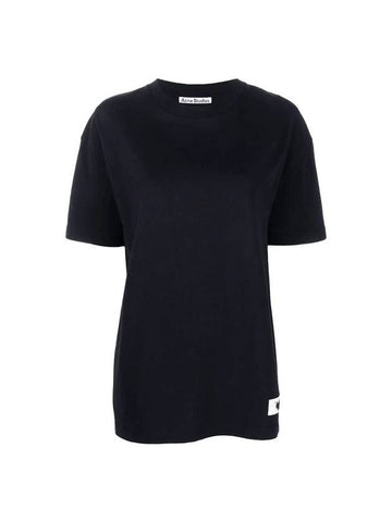 Logo Patch Overfit Short Sleeve T-Shirt Black - ACNE STUDIOS - BALAAN 1