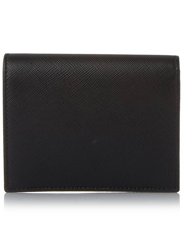 Gold Hardware Triangle Logo Saffiano Half Wallet Black - PRADA - BALAAN 4