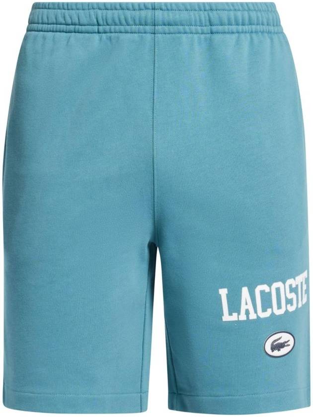 Men's Logo Print Organic Cotton Shorts Blue - LACOSTE - BALAAN 1