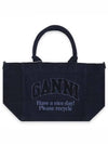 Easy Shopper Small Denim Tote Bag Navy - GANNI - BALAAN 2