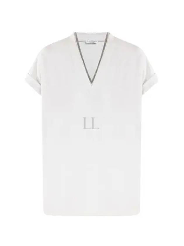 Monilli V-Neck Short Sleeve T-Shirt White - BRUNELLO CUCINELLI - BALAAN 2