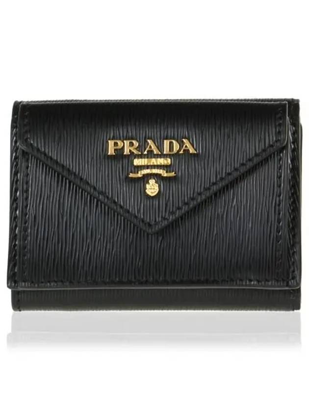 Vitello Move Logo 3-fold Bifold Wallet Black - PRADA - BALAAN 2