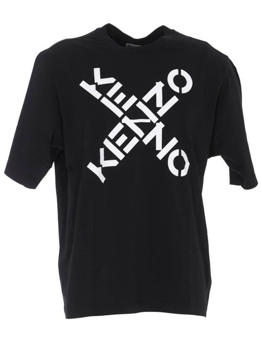 Big Cross Logo Short Sleeve T-Shirt Black - KENZO - BALAAN.