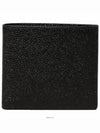 Pebble Grain Leather Half Wallet Black - THOM BROWNE - BALAAN 4