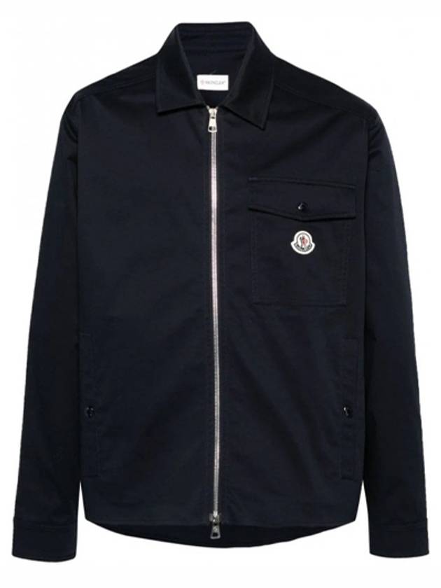 Gabardine Logo Pocket Zip Up Jacket Navy Blue - MONCLER - BALAAN 2