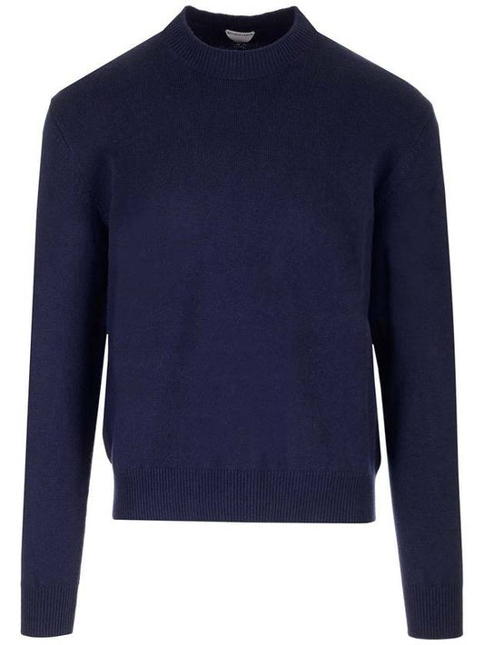 Crew Neck Cashmere Knit Top Navy - BOTTEGA VENETA - BALAAN 2