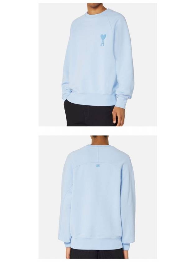 Heart Logo Overfit Sweatshirt Sky Blue - AMI - BALAAN 6