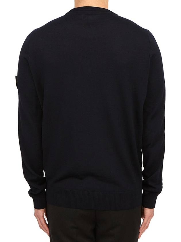 Regular Fit Crew Neck Wool Knit Top Navy - STONE ISLAND - BALAAN 5