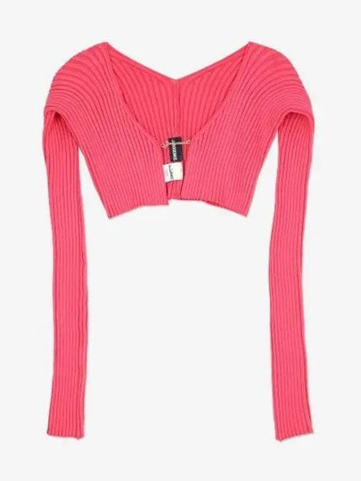 La Maille Pralu Micro Charm Logo Cardigan Pink - JACQUEMUS - BALAAN 2