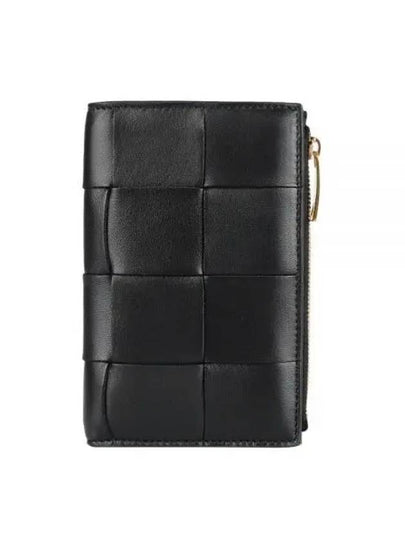 Intrecciato Zipper Bifold Medium Wallet Black - BOTTEGA VENETA - BALAAN 2