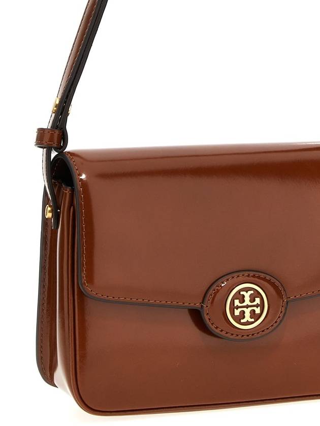 Robinson Spazzolato Convertible Logo Shoulder Bag Marone - TORY BURCH - BALAAN 4