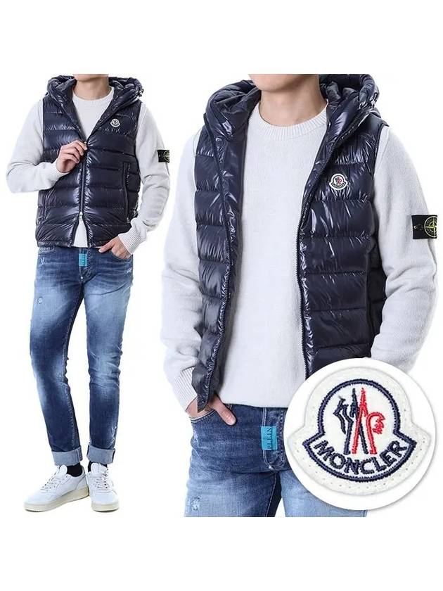 BARANT Logo Patch Hood Goose Down Padded Vest 1A00062 597EX 779 - MONCLER - BALAAN 2