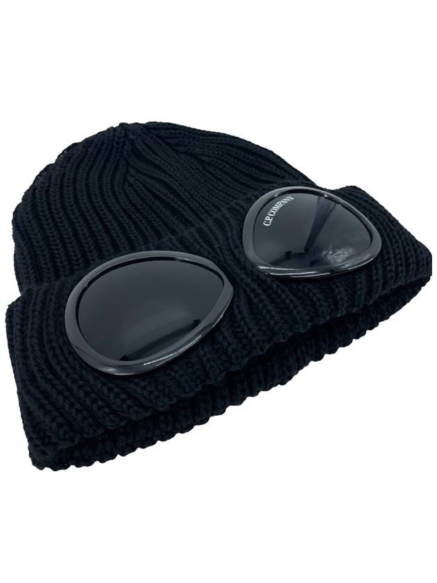 Extra Fine Merino Wool Goggle Beanie Black - CP COMPANY - BALAAN 4