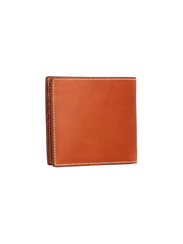 Vacchetta Leather Bill Fold Wallet Natural Brown - THOM BROWNE - BALAAN 3