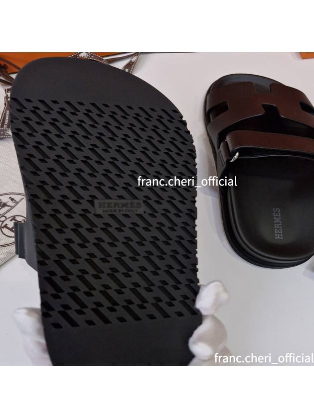 Chypre Leather Sandals Black - HERMES - BALAAN 4