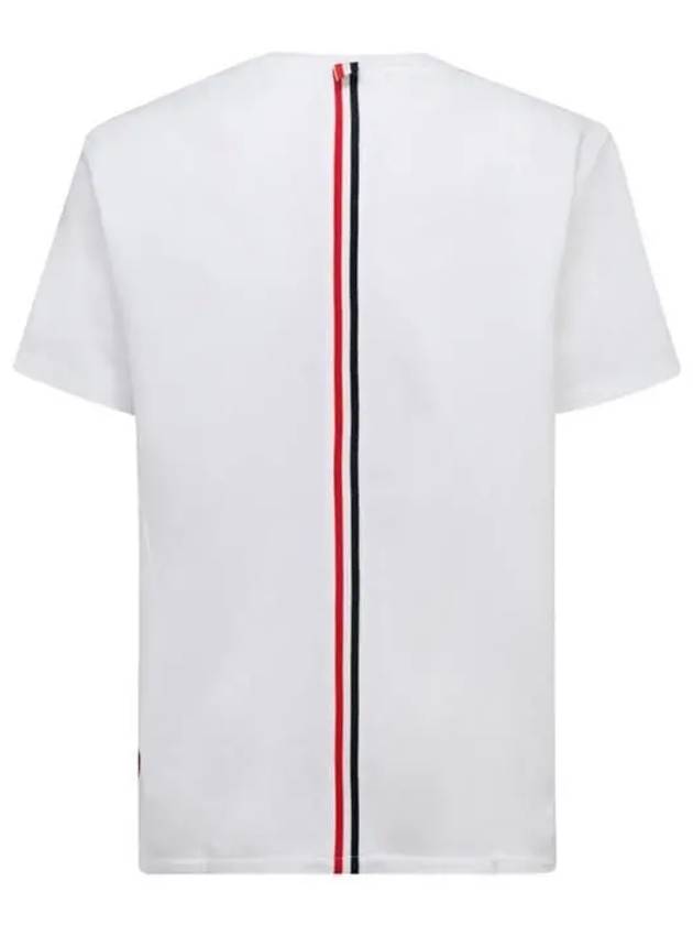 Men's Center Back Striped Short Sleeve T-Shirt White - THOM BROWNE - BALAAN 3