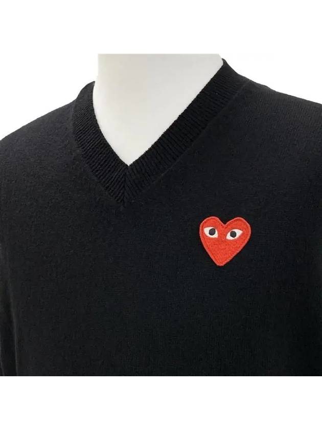 Heart Wappen V-Neck Wool KnitTop Black - COMME DES GARCONS - BALAAN 5