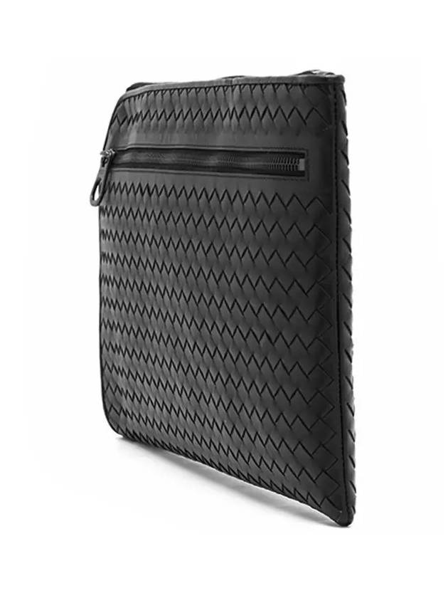 Intrecciato Weaving Zipper Clutch Bag Black - BOTTEGA VENETA - BALAAN 4