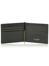 Tiny Cassandre Gold Monogram Logo Money Clip Card Wallet Black - SAINT LAURENT - BALAAN.