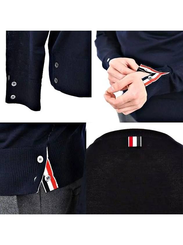 4 Bar Armband Classic Merino Wool Knit Top Navy - THOM BROWNE - BALAAN 6