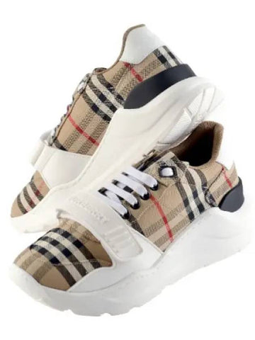 Vintage Check Suede Leather Sneakers Women s - BURBERRY - BALAAN 1