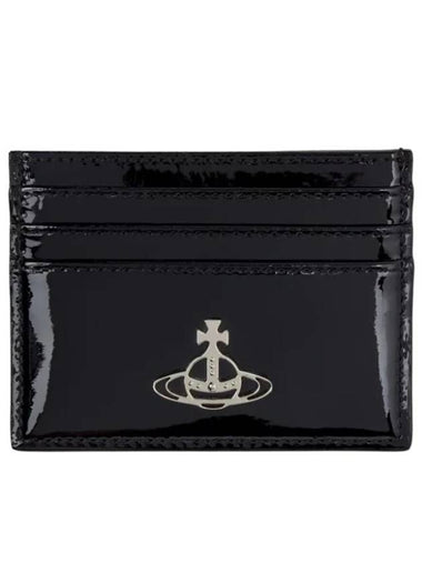 ORB logo shiny leather card wallet for women - VIVIENNE WESTWOOD - BALAAN 1