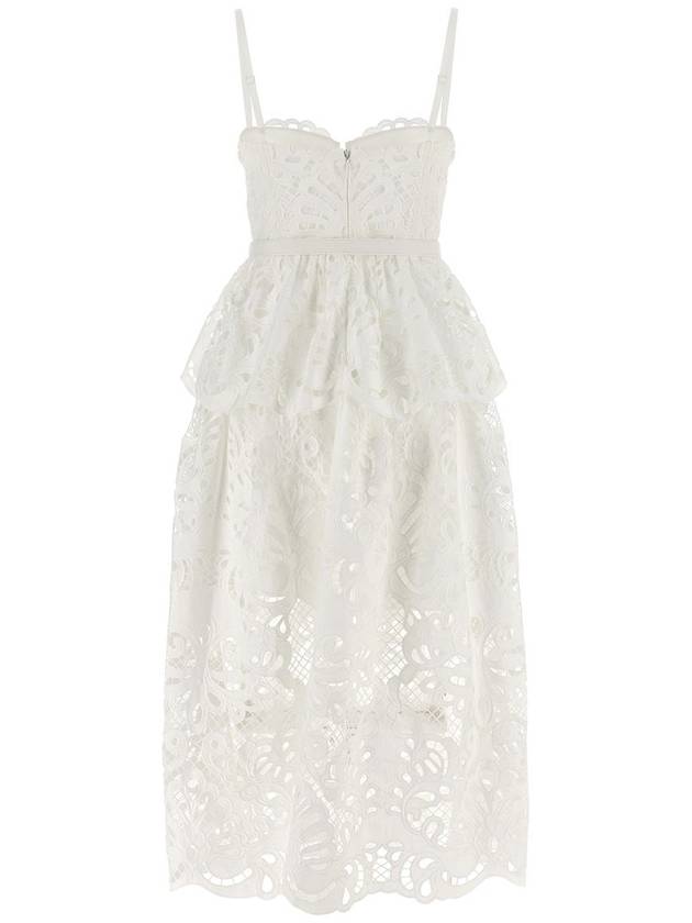 Self-Portrait 'White Cotton Lace Tiered Midi' Dress - SELF PORTRAIT - BALAAN 2