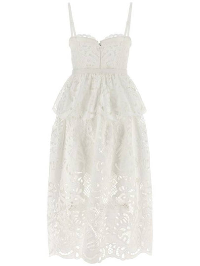 Self-Portrait 'White Cotton Lace Tiered Midi' Dress - SELF PORTRAIT - BALAAN 2