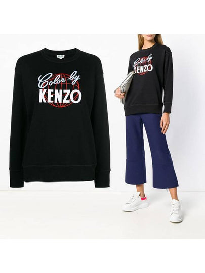 Women's Color By Cotton Sweatshirt Black - KENZO - BALAAN 2