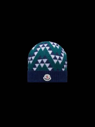 3B00007 M1242 Kids Jacquard Wool Beanie Navy 1338934 - MONCLER - BALAAN 1