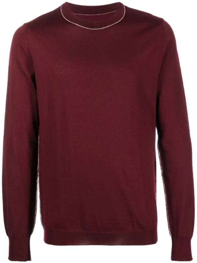 Back Stitch Crew Neck Wool Knit Top Bordeaux - MAISON MARGIELA - BALAAN 1