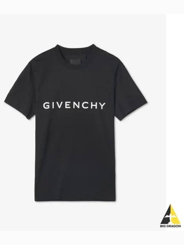 Archetype Logo Print Slim Fit Cotton Short Sleeve T-Shirt Black - GIVENCHY - BALAAN 2