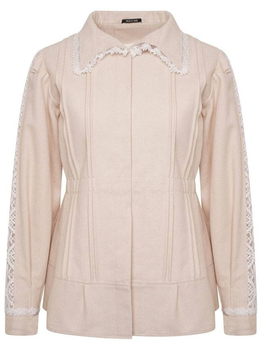 Lace Trim Fleece Jacket Beige - MAISON MARGIELA - BALAAN 1